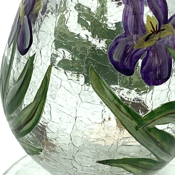 Vintage Fifth Avenue Crystal taper to 3" Candle Holder Romania Iris Flower 9" - Picture 4 of 10